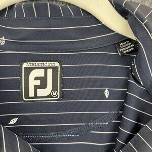FootJoy FJ Athletic Fit Golf Polo Mens Size M Navy Striped Sun-Faded Washed